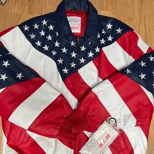 Wheremi by Michael Hoban American Flag Leather Jacket